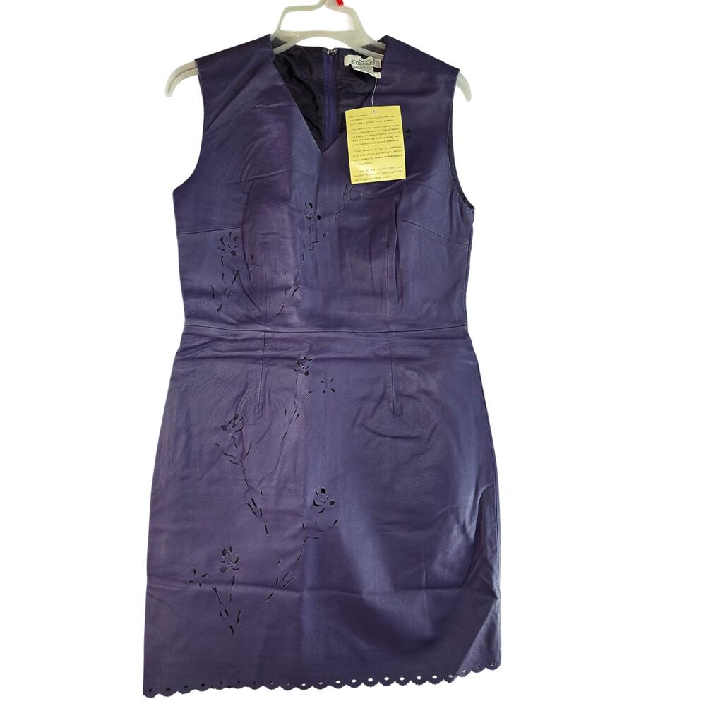 Purple Sleeveless Sheath Dress with Laser-Cut Detail